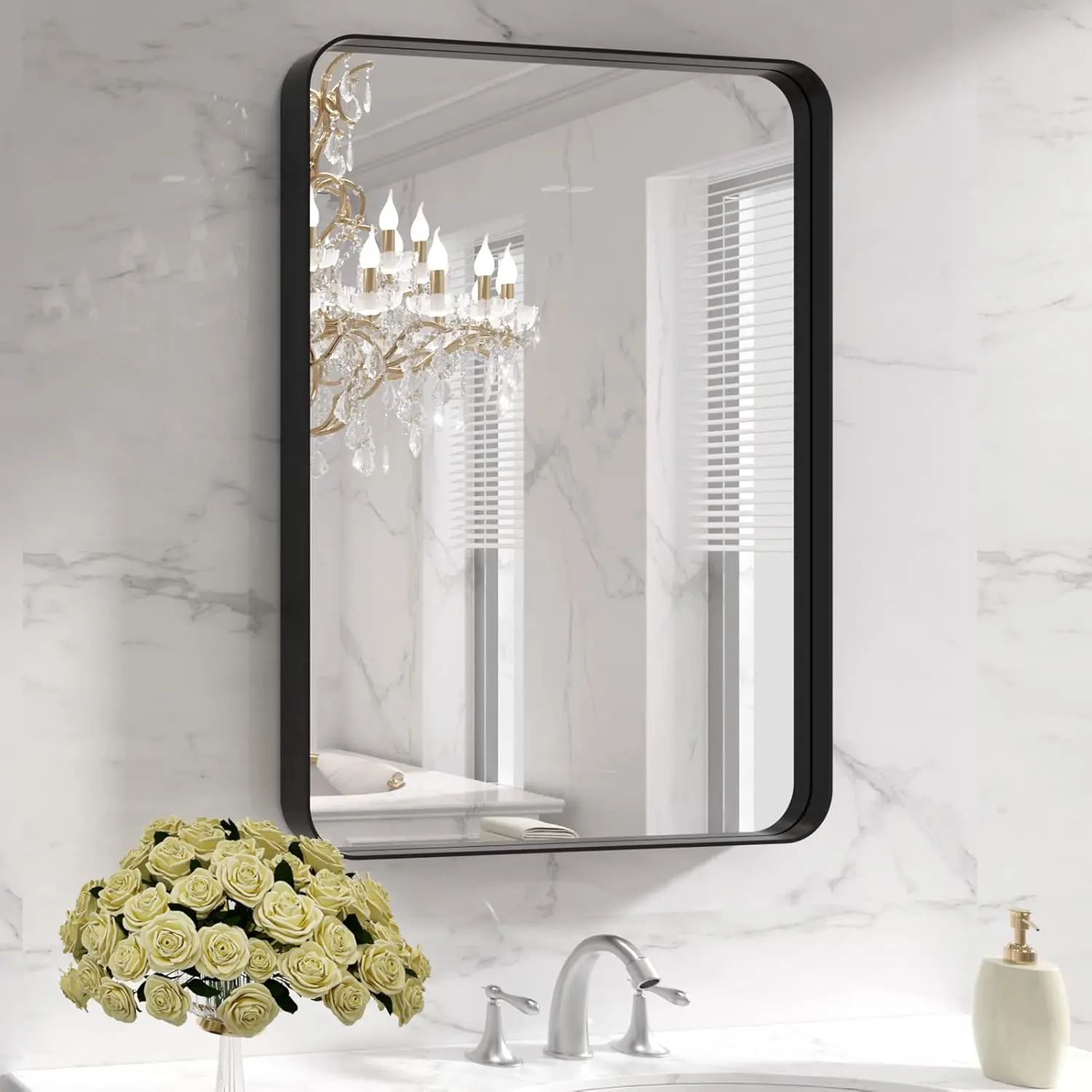 LOAAO black rounded rectangle bathroom mirror