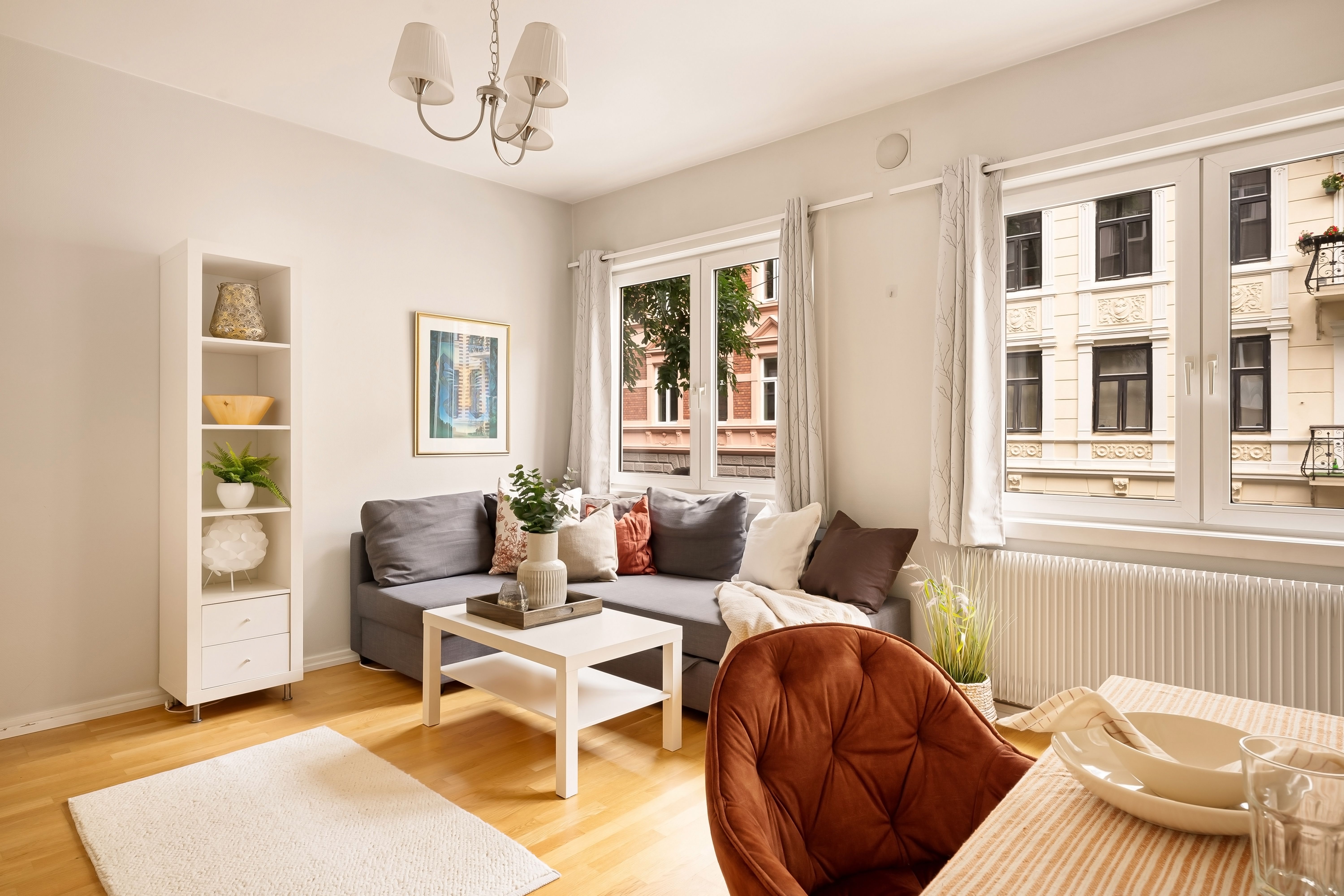 Small living room styled to look larger