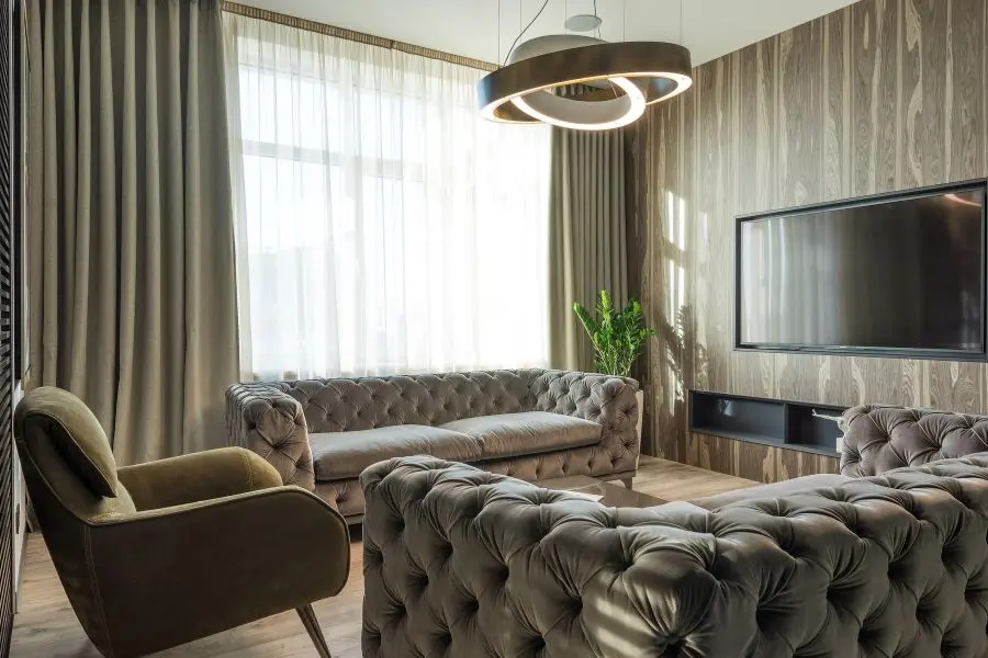 Cozy dining room styled with warm lighting