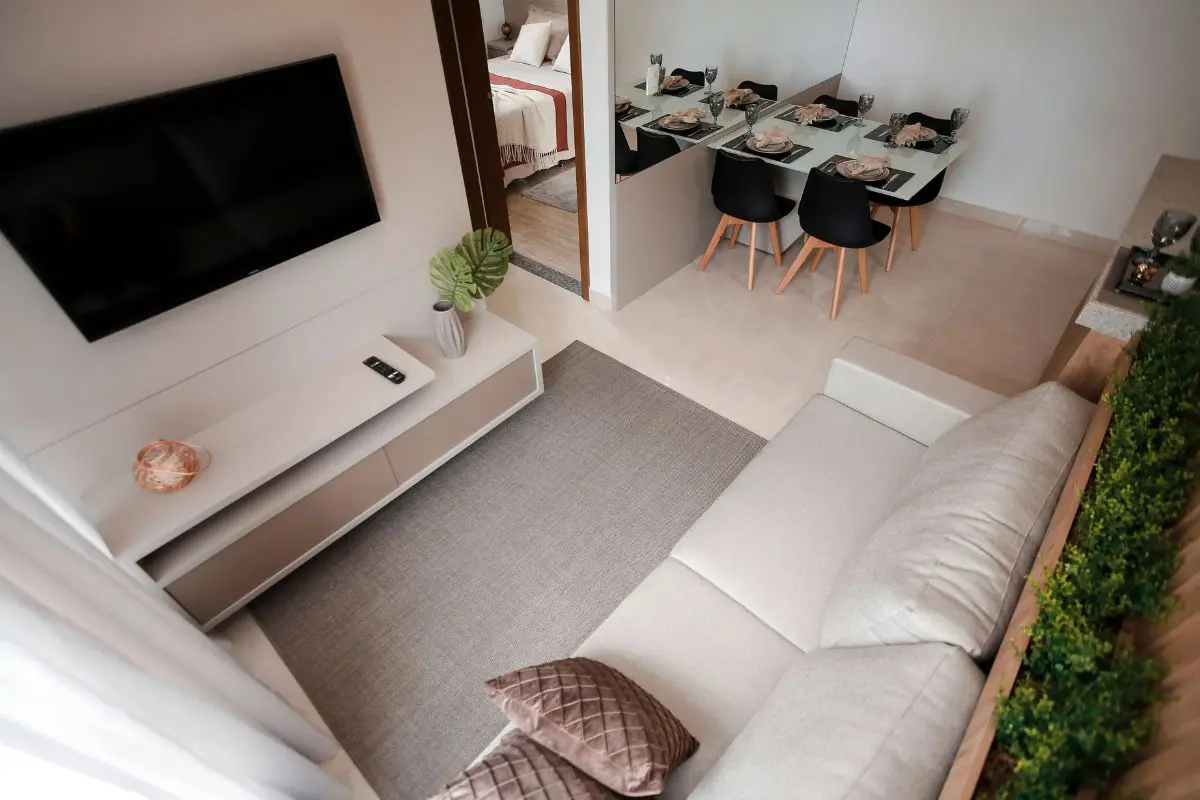 Bright sage-toned living room